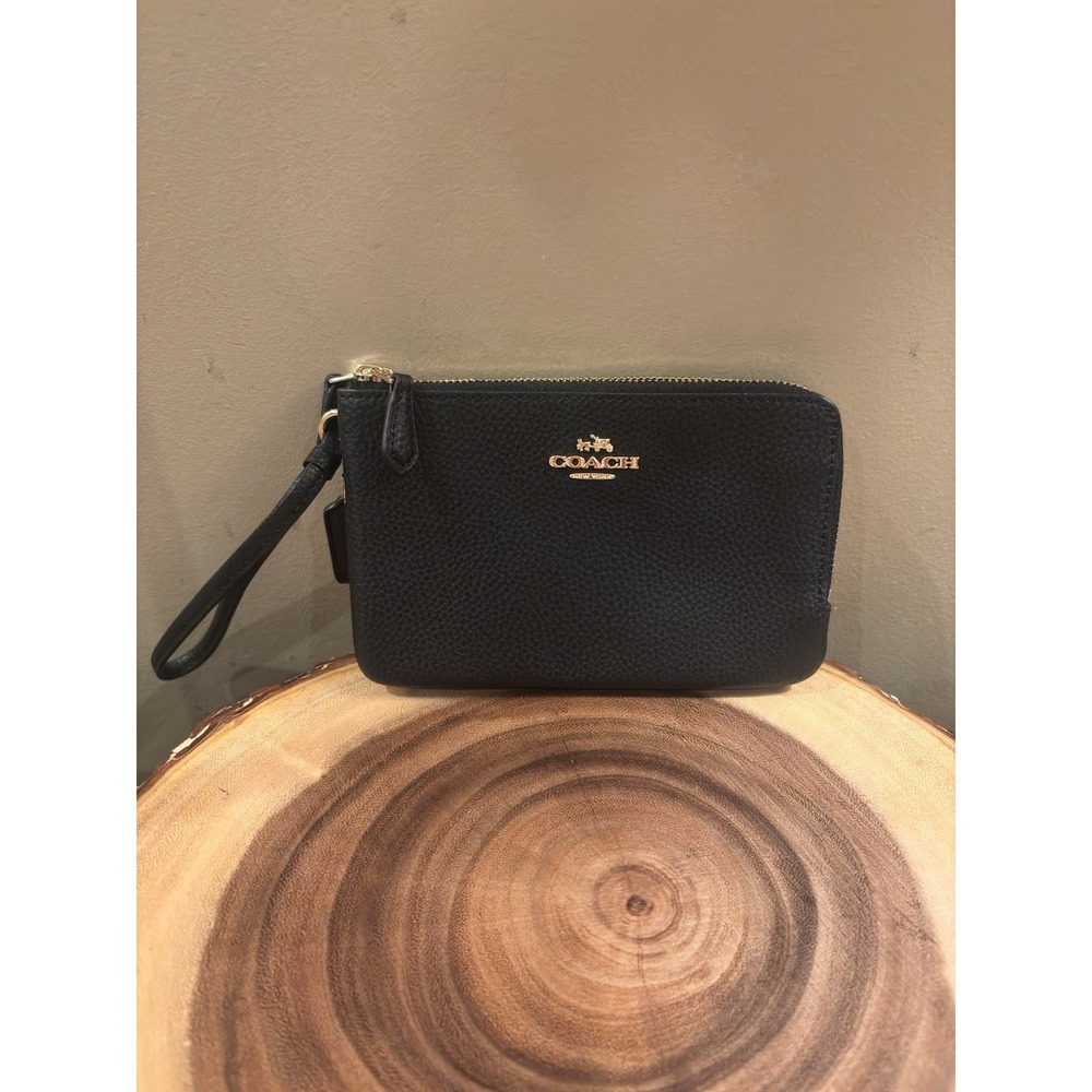 Coach wristlet black leather ORIGINAL DOUBLE ZIPPER